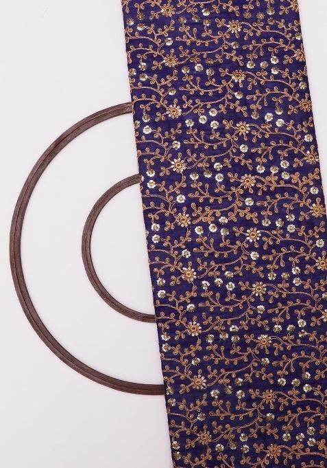 Violet Raw Silk Embroidered Sharara Set For Girls