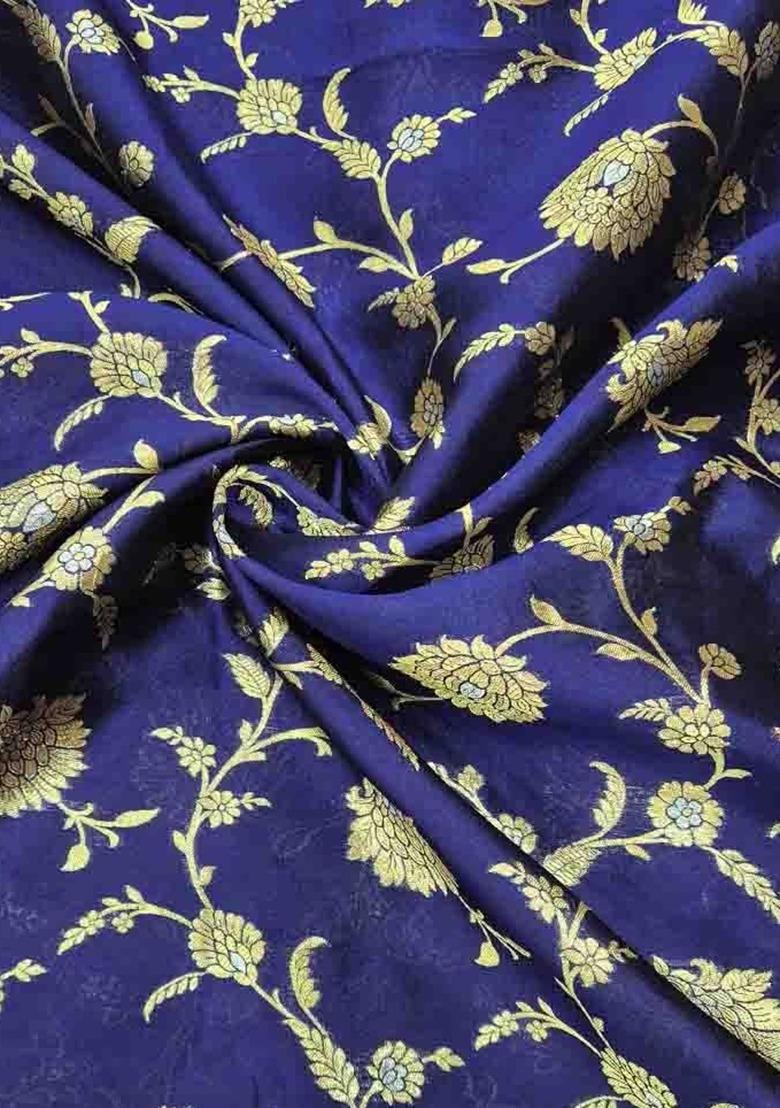 Navy Blue Silk Embroidered Sharara Set For Girls