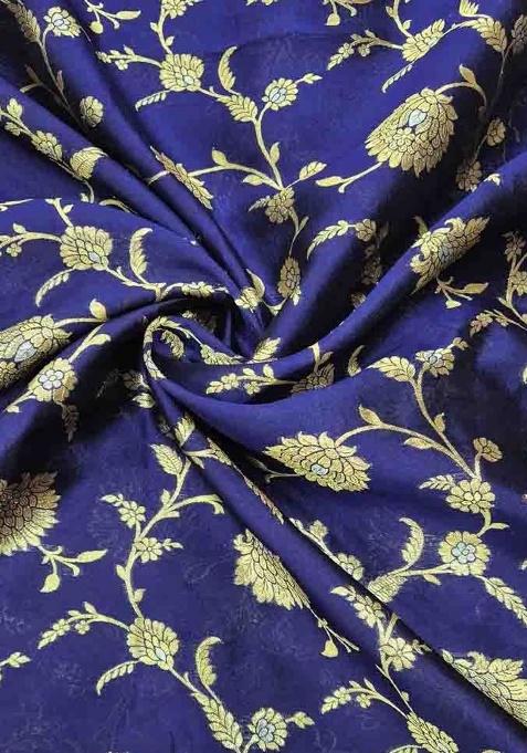 Navy Blue Silk Embroidered Sharara Set For Girls