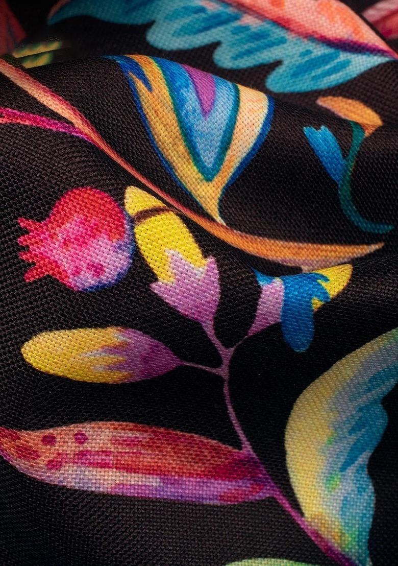 Multi Color Rayon Floral Print Fusion Set For Girls