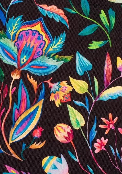 Multi Color Rayon Floral Print Fusion Set For Girls