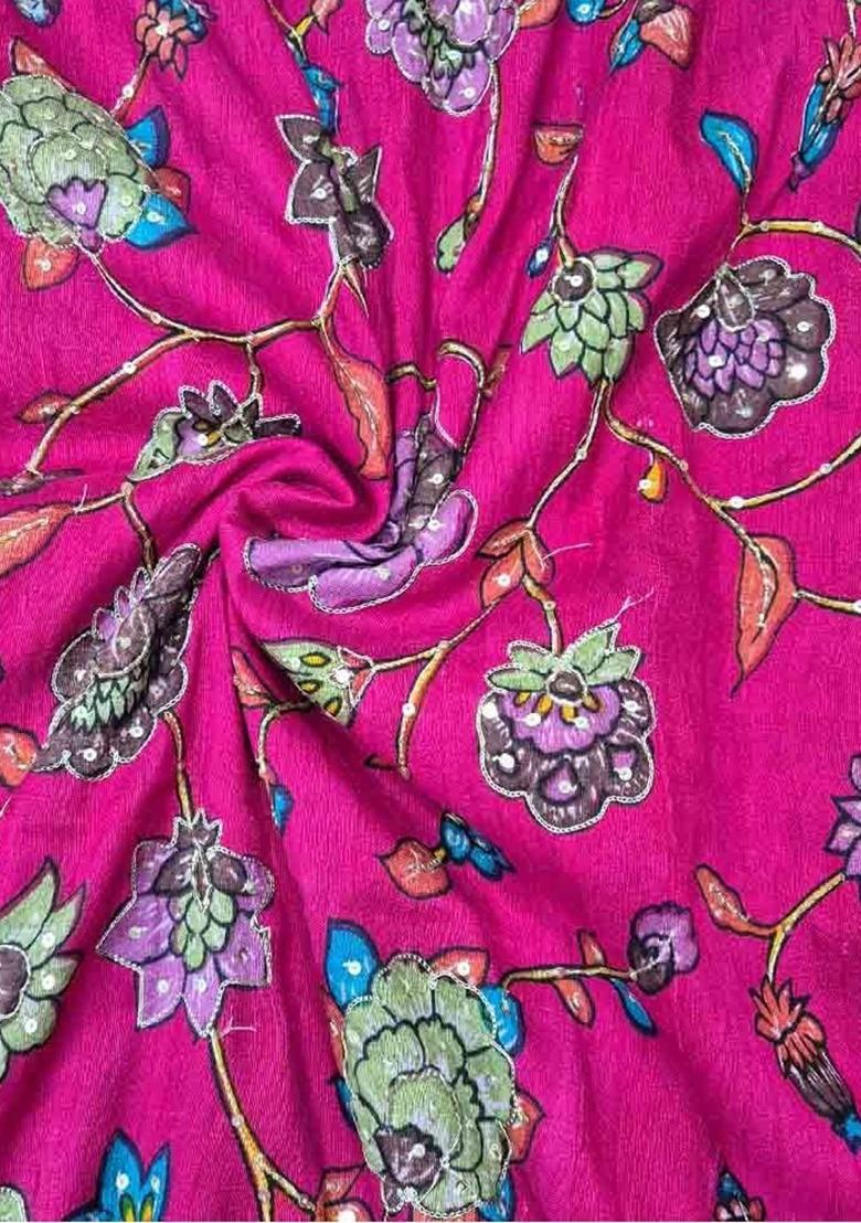 Rani Pink Silk Zari Embroidered Sharara Set For Girls