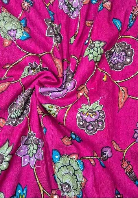 Rani Pink Silk Zari Embroidered Sharara Set For Girls