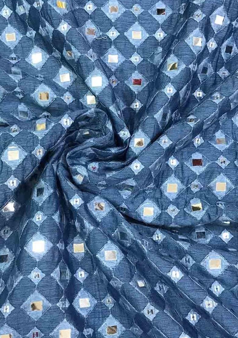 Blue Silk Embellished Sharara Set For Girls