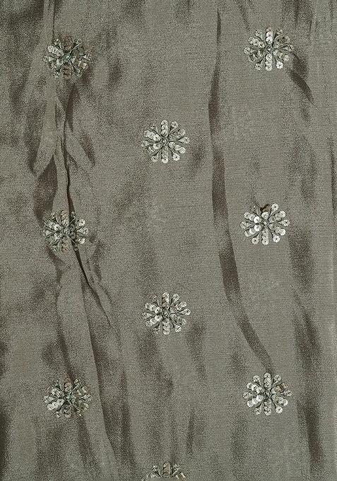 Olive Chinon Embellished Lehenga Set For Girls