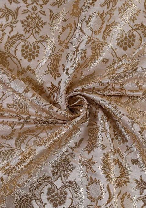 Beige Brocade Lehenga Set For Girls