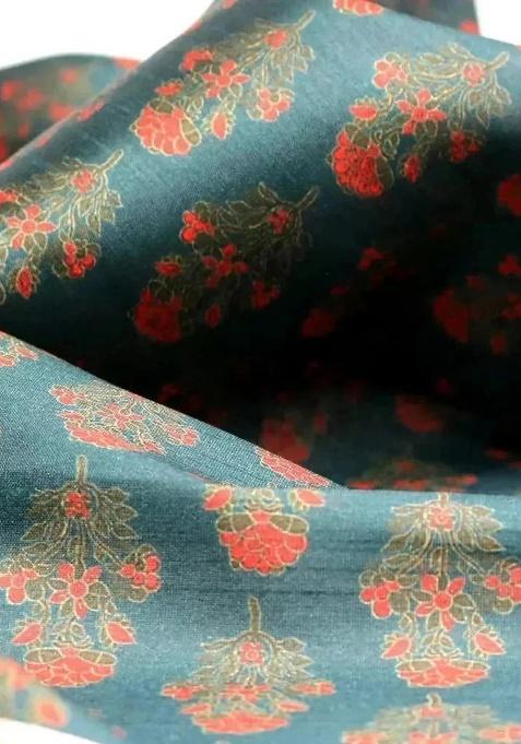 Blue Silk Figure Print Lehenga Set For Girls