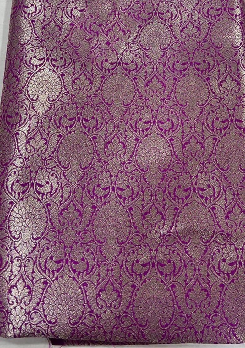 Purple Brocade Lehenga Set For Girls