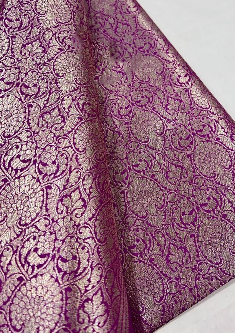 Purple Brocade Lehenga Set For Girls