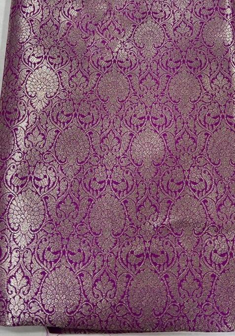 Purple Brocade Lehenga Set For Girls