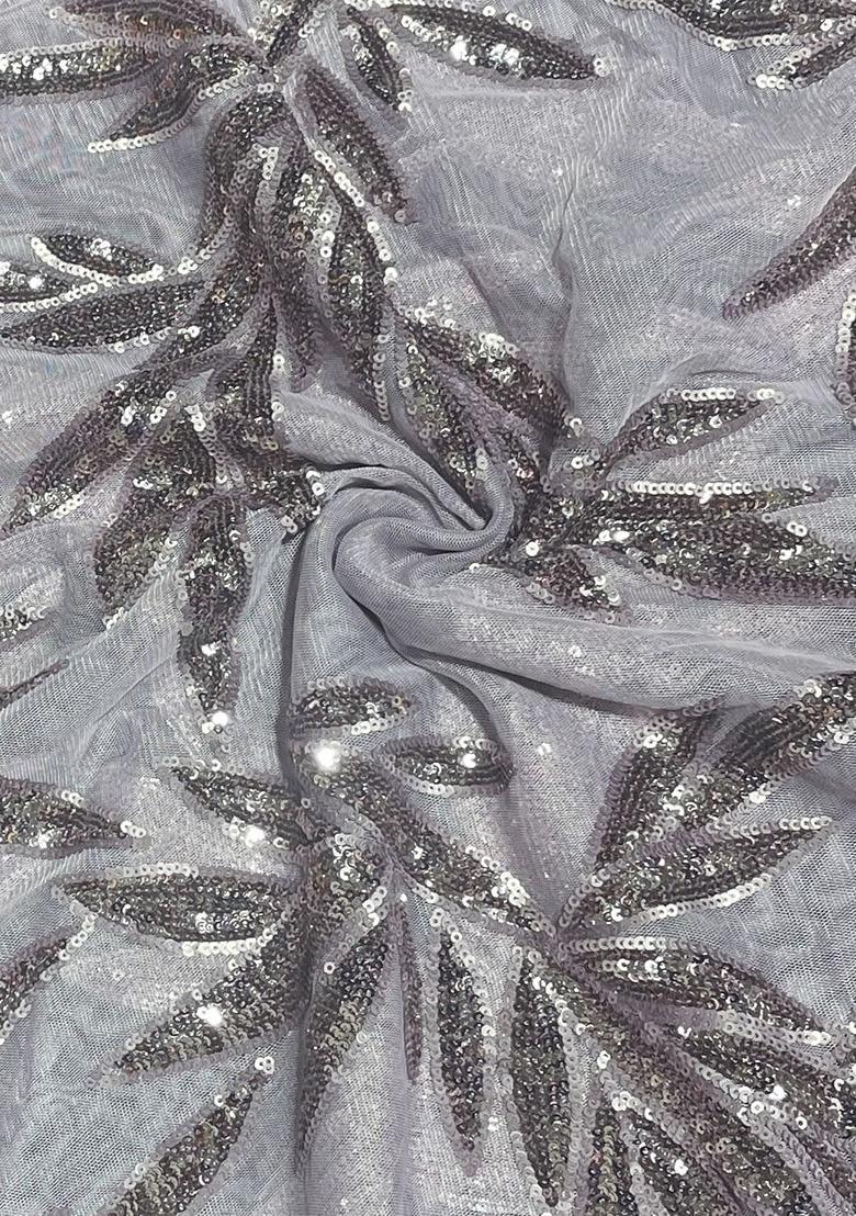 Grey Chinon Sequin Lehenga Set For Girls