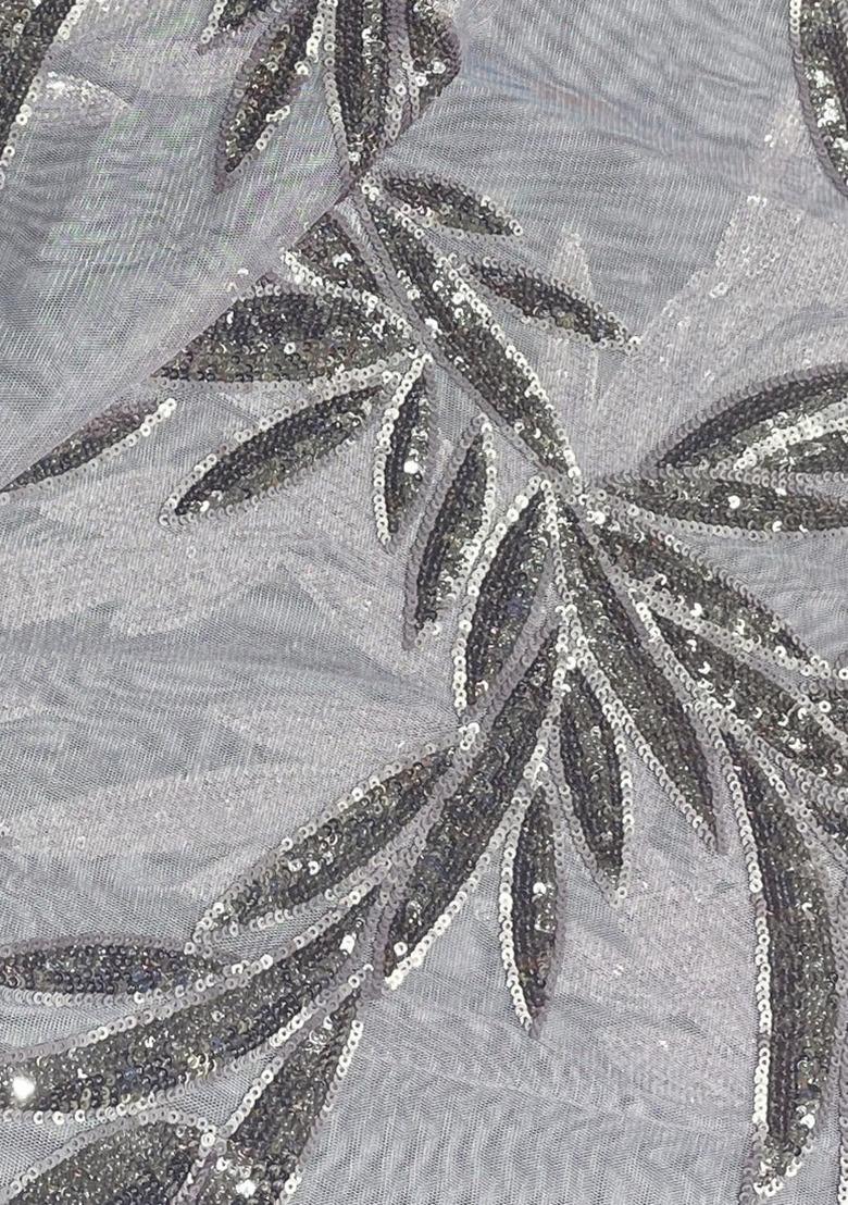 Grey Chinon Sequin Lehenga Set For Girls - Indya