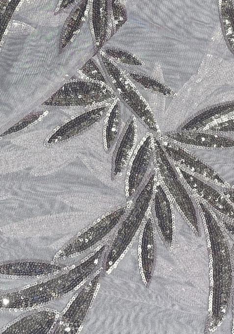 Grey Chinon Sequin Lehenga Set For Girls