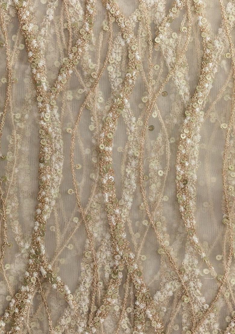 Golden Net Zari Work Lehenga Set For Girls