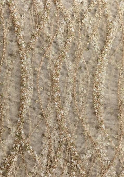 Golden Net Zari Work Lehenga Set For Girls