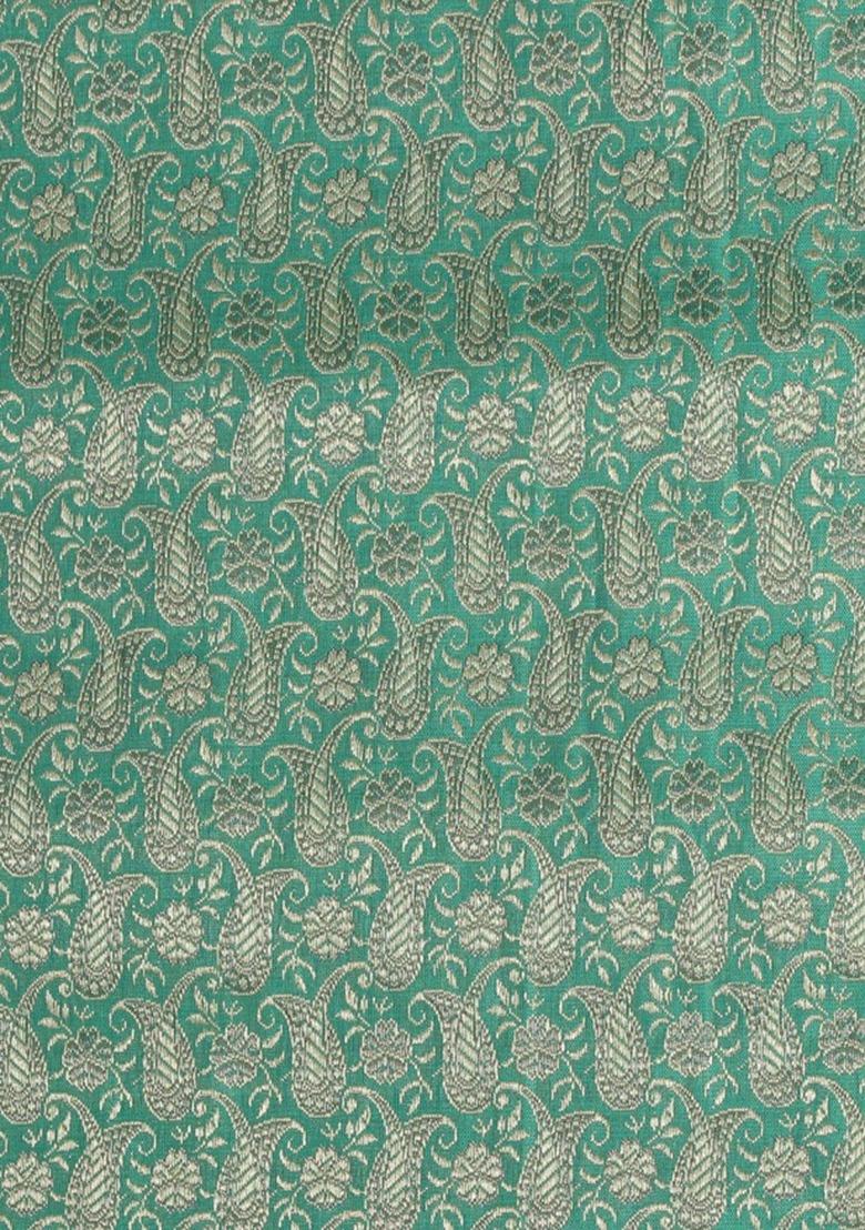 Sea Green Brocade Lehenga Set For Girls