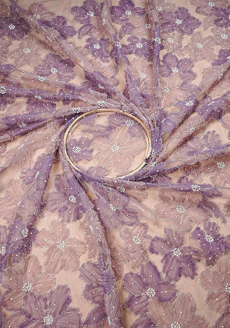 Mauve Georgette Embroidered Lehenga Set For Girls