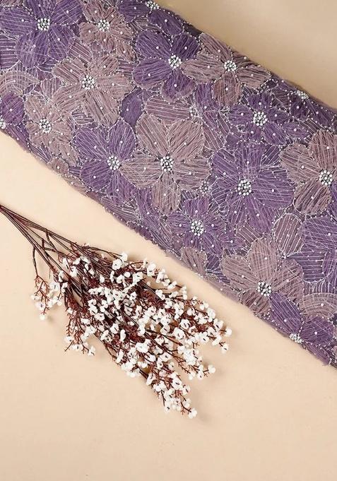 Mauve Georgette Embroidered Lehenga Set For Girls