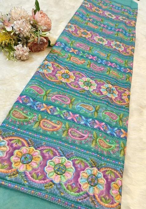 Blue Georgette Floral Print Lehenga Set For Girls