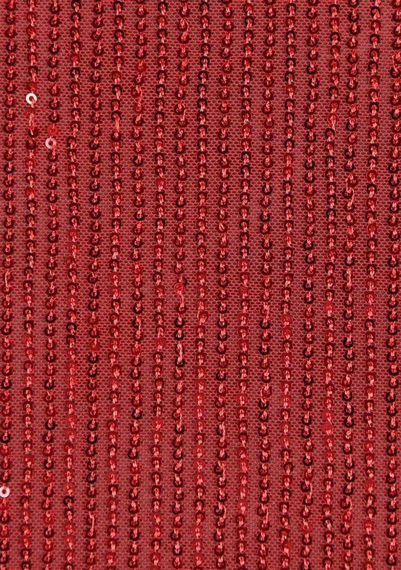 Red Net Embroidered Lehenga Set For Girls