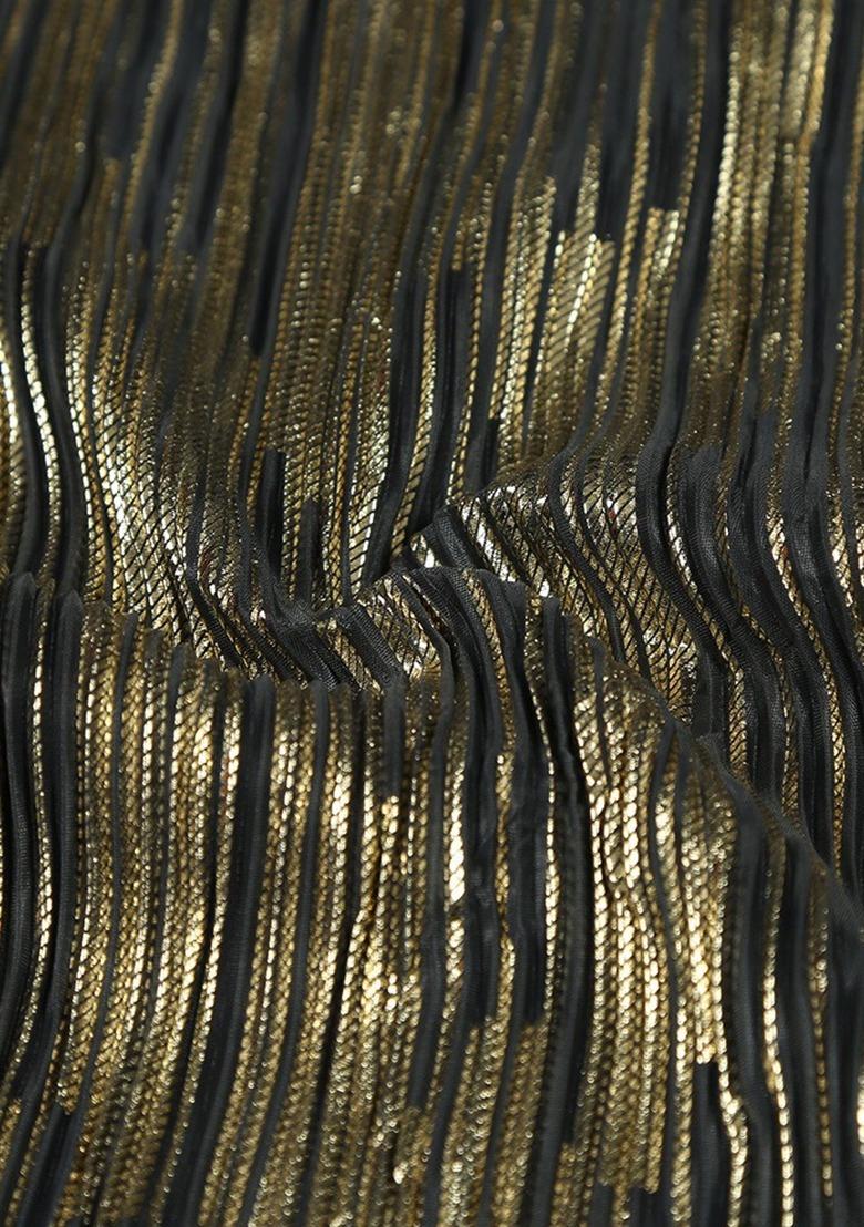 Black And Golden Self Design Lehenga Set For Girls