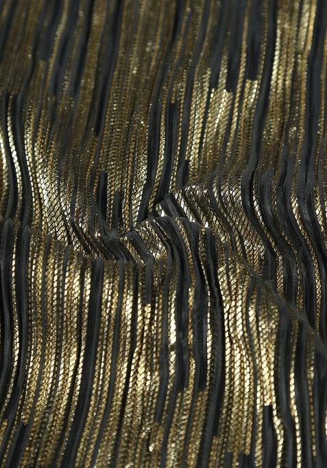 Black And Golden Self Design Lehenga Set For Girls