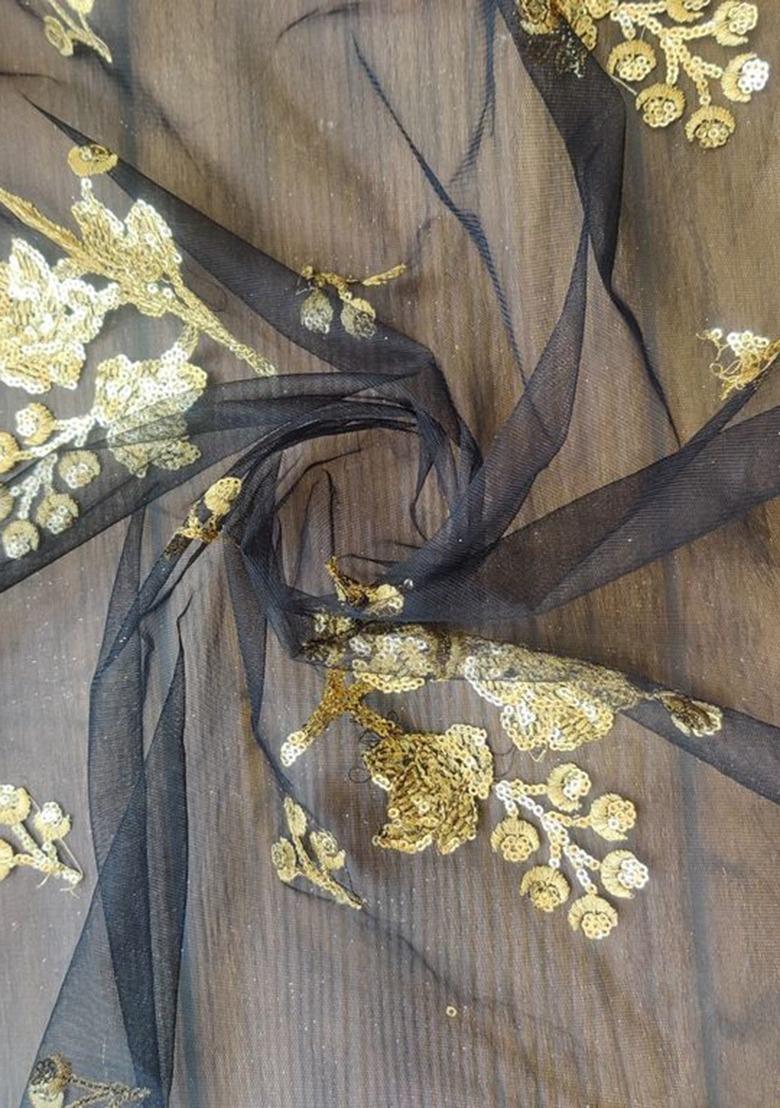 Black Net Embroidered Lehenga Set For Girls