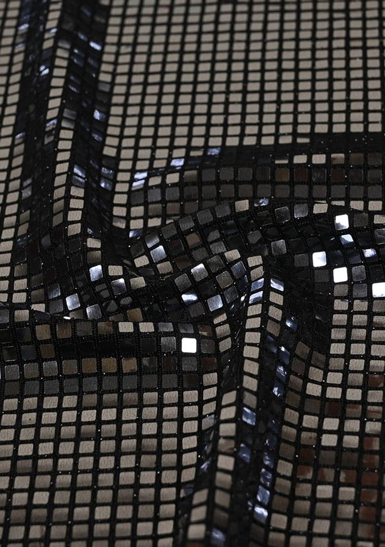 Black Satin Embellished Lehenga Set For Girls