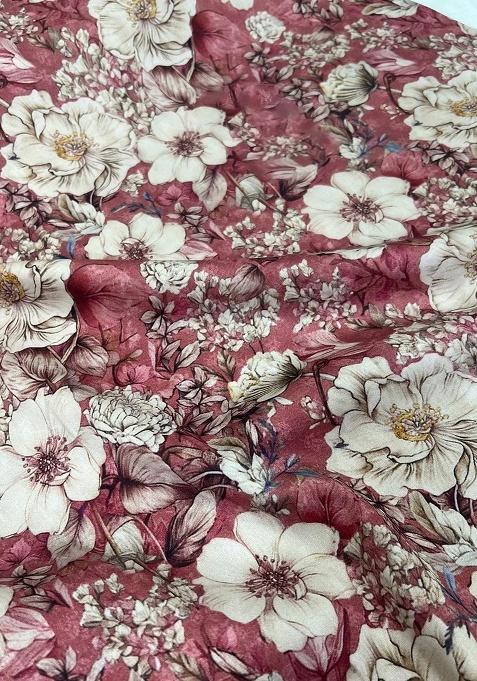 Dusty Pink Pure Cotton Floral Print Lehenga Set For Girls