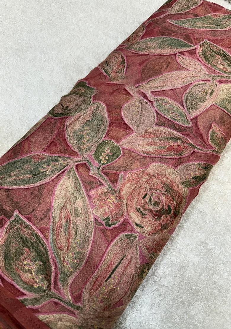 Pink Organza Floral Print Lehenga Set For Girls - Indya