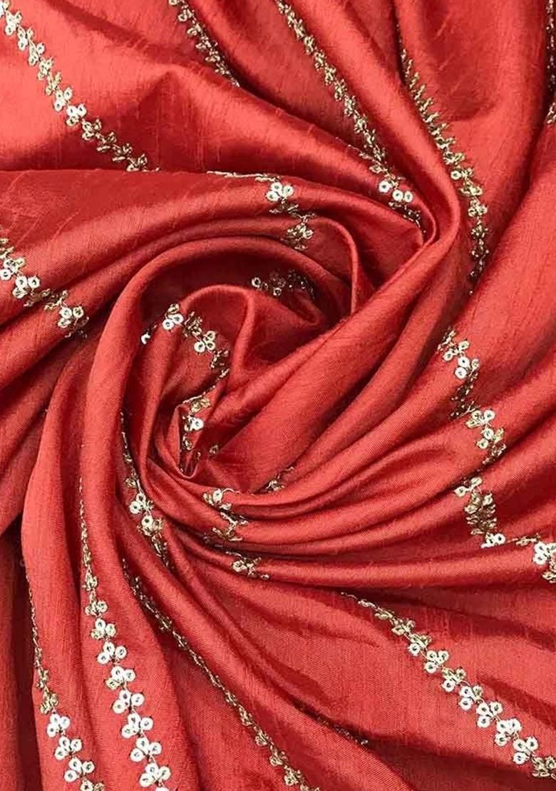 Red Silk Embroidered Lehenga Set For Girls