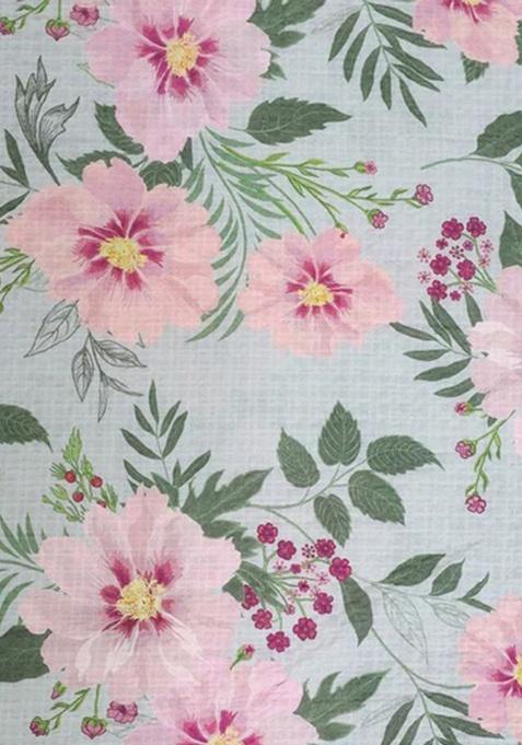 Blue Floral Print Lehenga Set For Girls