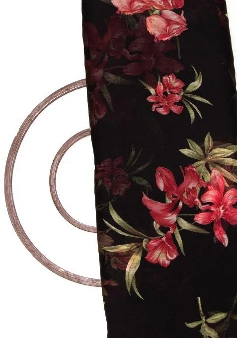 Black Chiffon Floral Print Lehenga Set For Girls