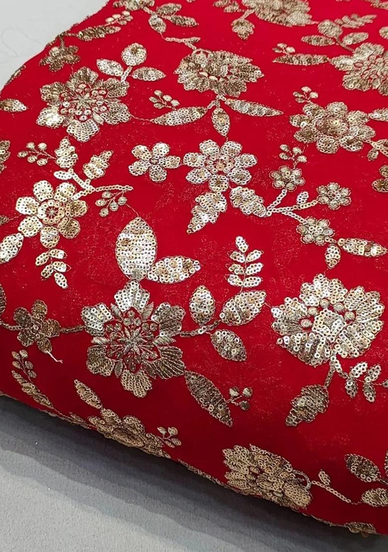 Red Georgette Embroidered Lehenga Set For Girls