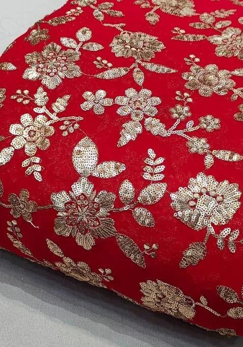 Red Georgette Embroidered Lehenga Set For Girls