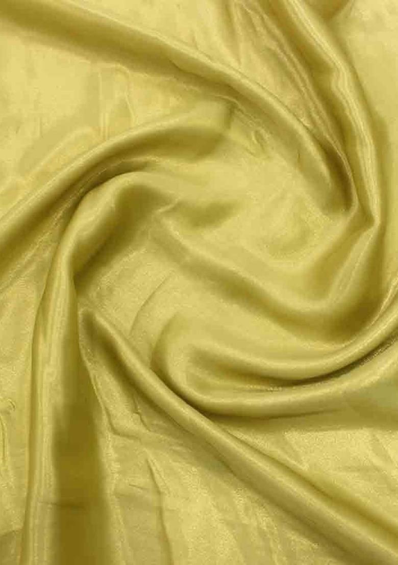 Yellow Satin Textured Fusion Set For Girls