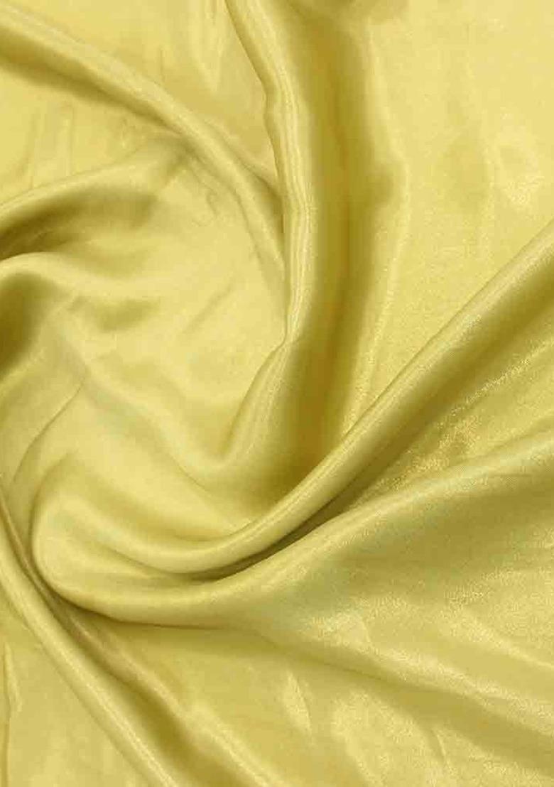 Yellow Satin Textured Fusion Set For Girls