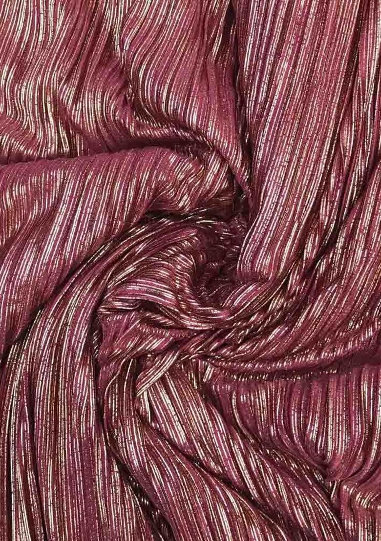 Maroon Satin Textured Fusion Set For Girls