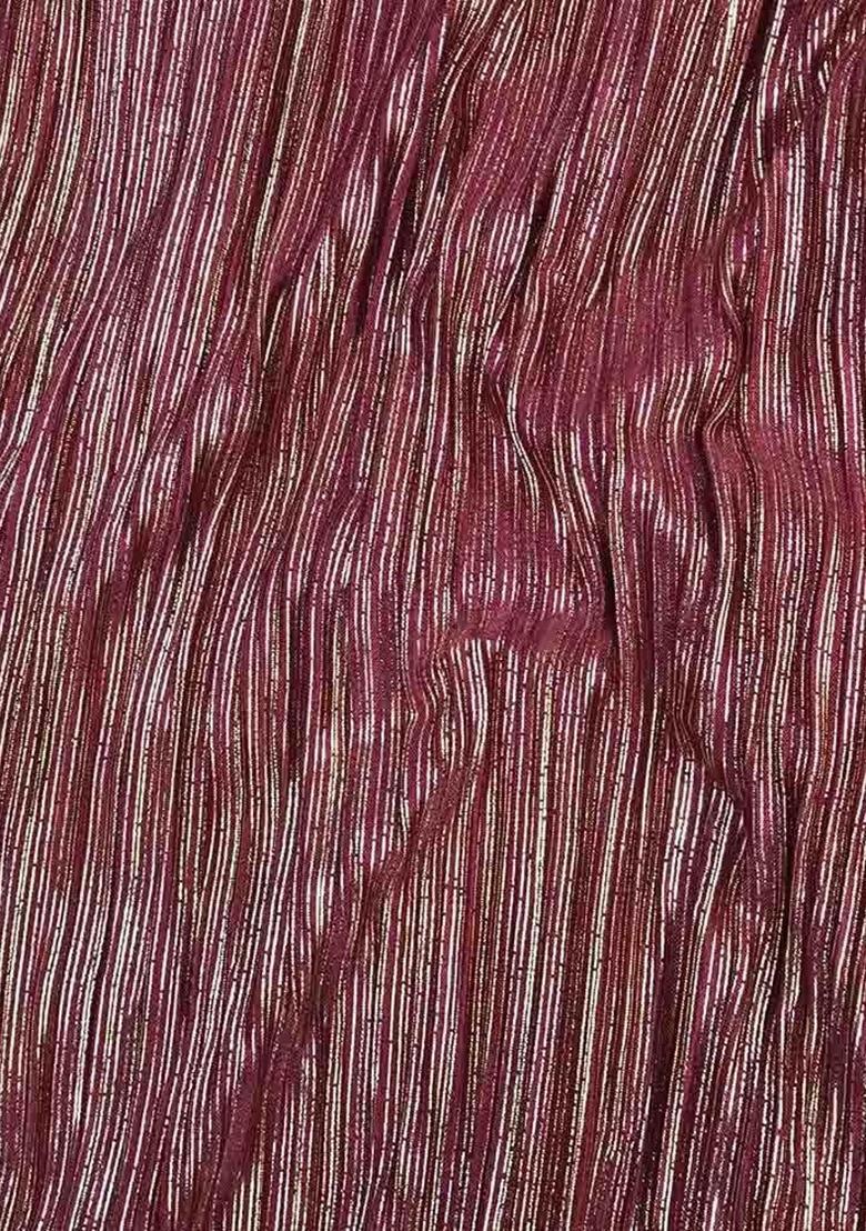 Maroon Satin Textured Fusion Set For Girls - Indya