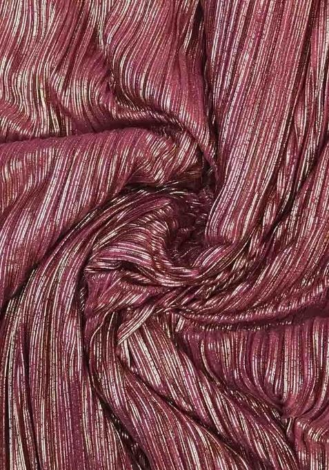 Maroon Satin Textured Fusion Set For Girls