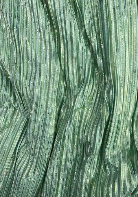 Green Satin Textured Fusion Set For Girls