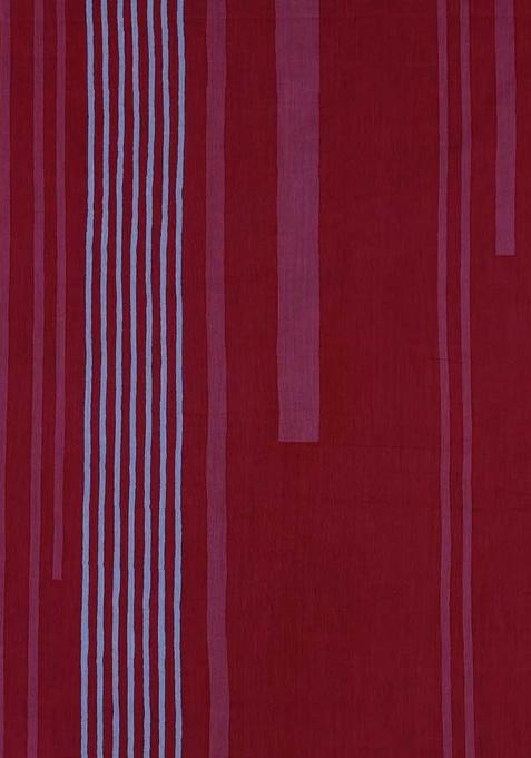 Red Cotton Strips Print Fusion Set For Girls