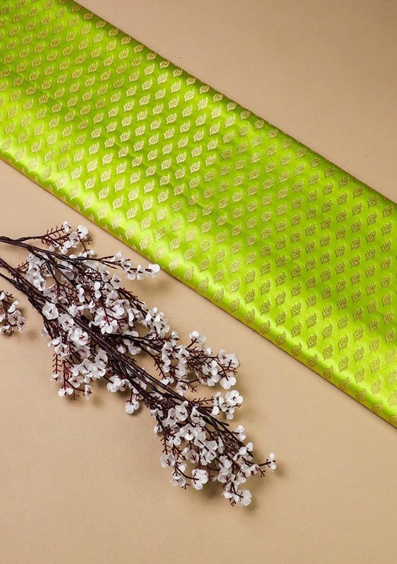 Light Green Brocade Fusion Set For Girls - Indya