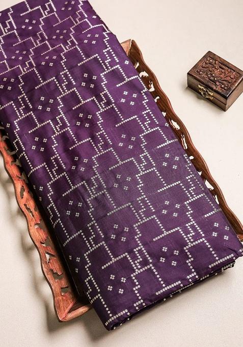 Purple Brocade Co-Ord Set For Girls