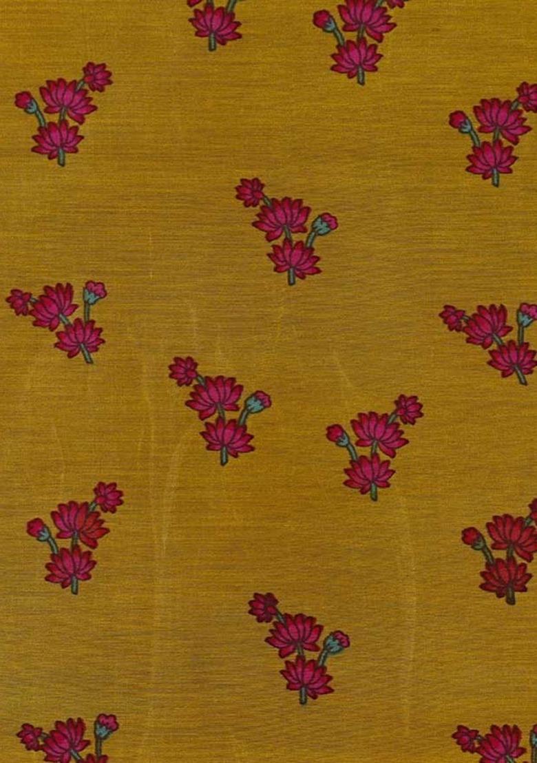 Girls Yellow Floral Print Chanderi Fusion Set - Indya