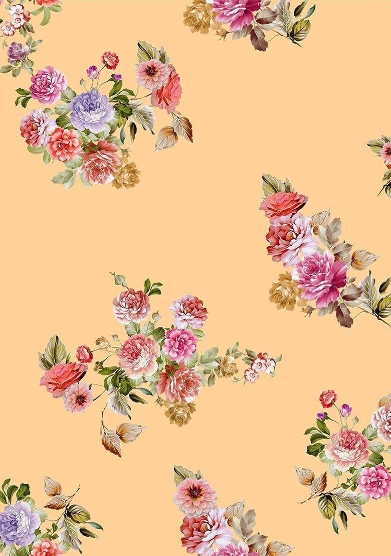 Girls Beige Floral Print Satin Fusion Set - Indya