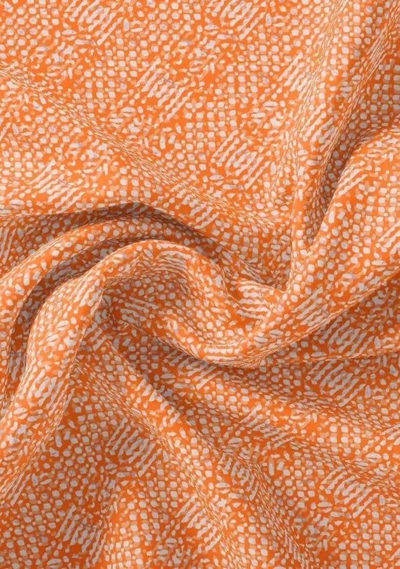 Girls Orange Abstract Print Chiffon Fusion Set - Indya
