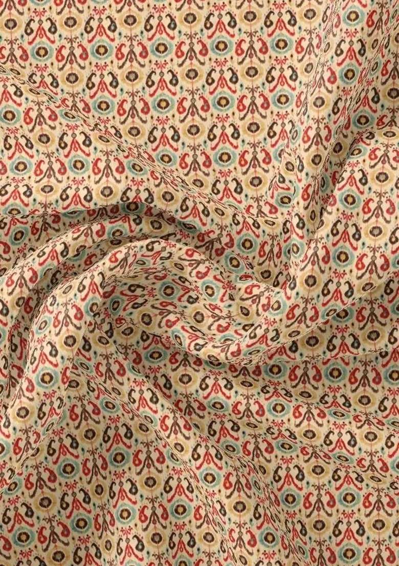 Girls Beige Floral Print Chiffon Fusion Set - Indya