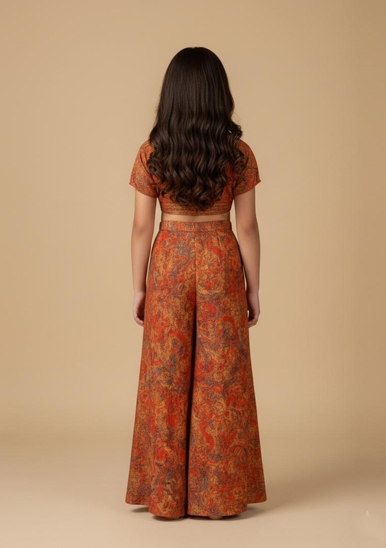 Girls Multicolor Floral Print Chiffon Fusion Set - Indya