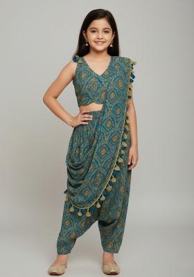 Girls Ocean Blue Figure Print Fusion Set